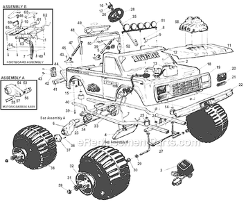 Page A Diagram and Parts List for 76249-9993  Power Wheels Ride-On Cars